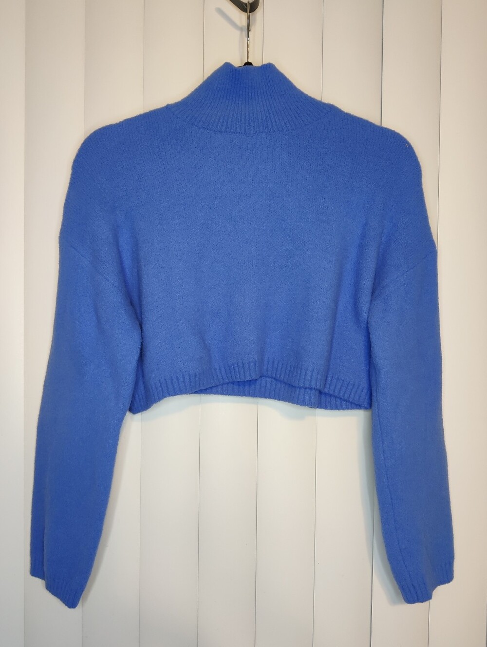 ZARA Bright Blue Cropped Turtleneck Sweater